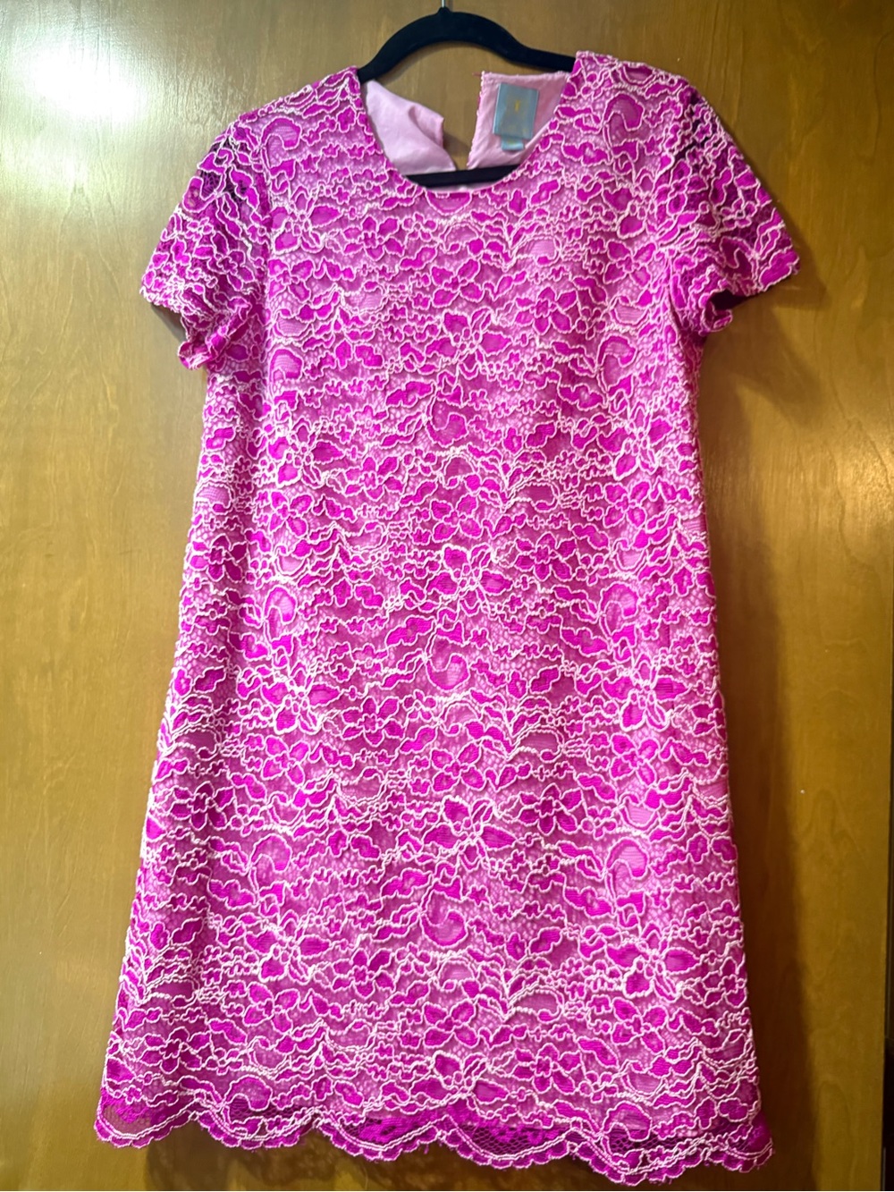 CeCe Pink Lace A-Line Short Sleeve Dress